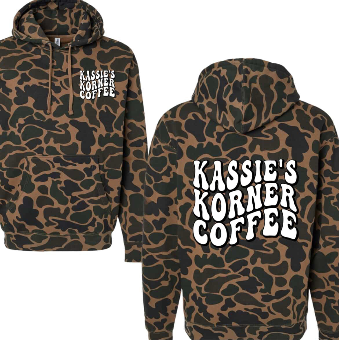 Kassie’s Korner camo hoodies (Deadwood & Duck)