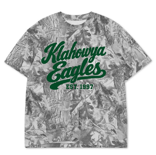 Klahowya Eagles boxy premium grey camo tee (youth XS-Adult 3XL)
