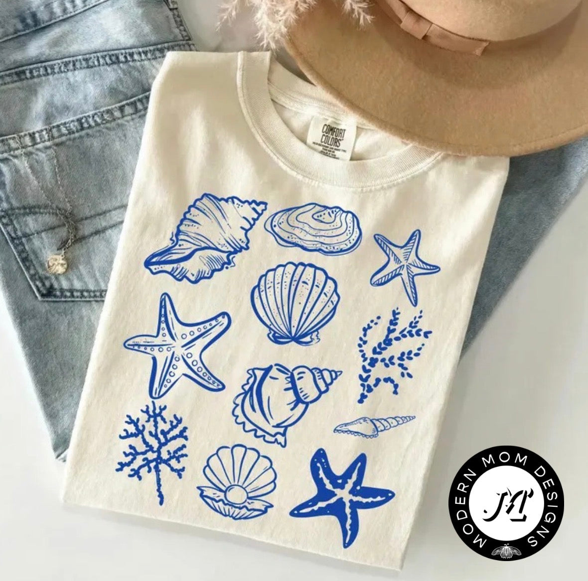 Blue seashells (tank top, tee shirt, crewneck or hoodie)