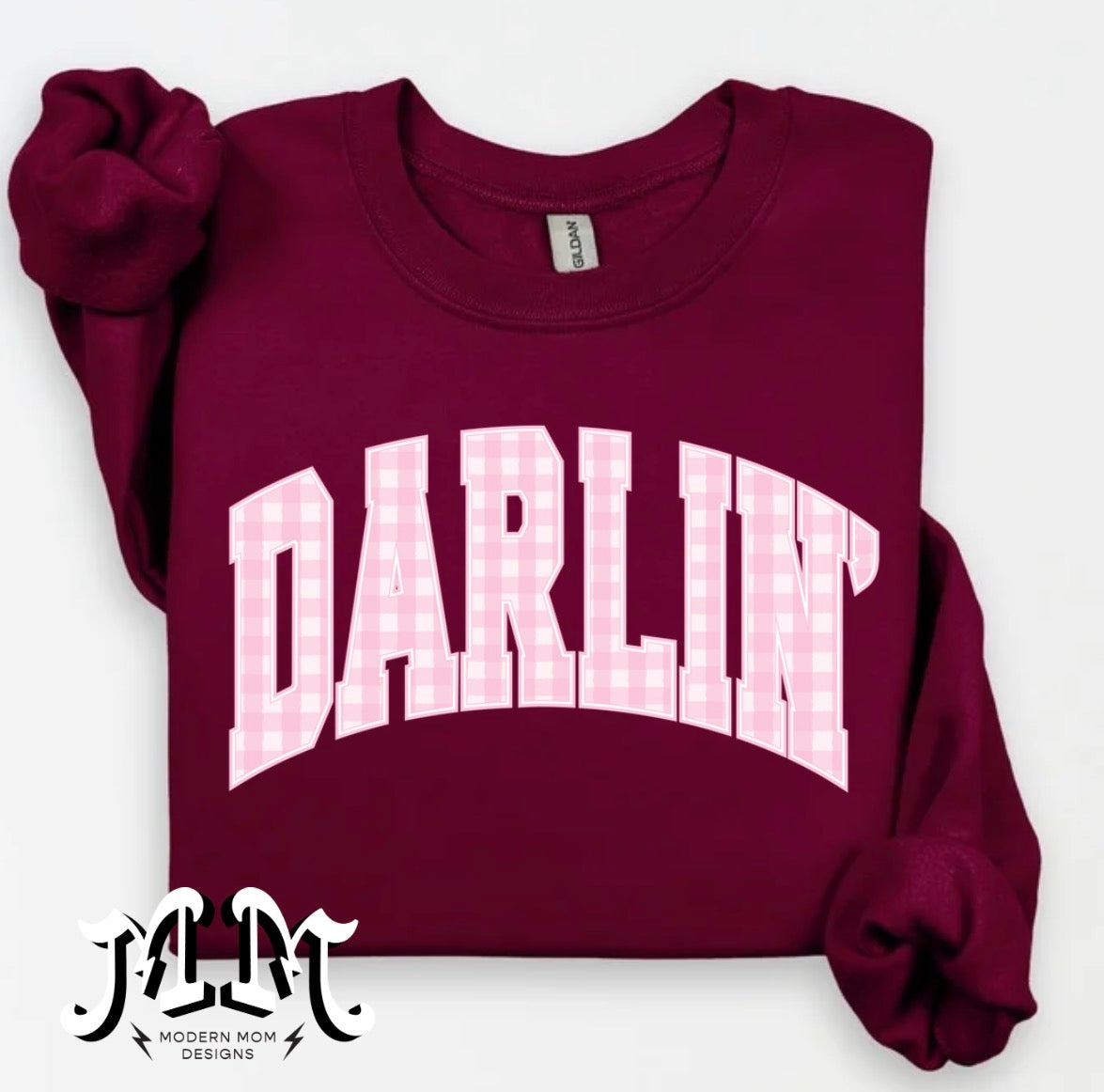 Darlin’ pink gingham crewneck