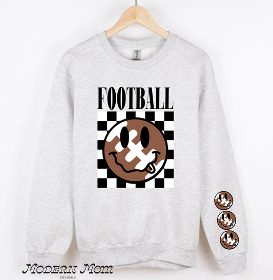 Football smiley sleeves crewneck
