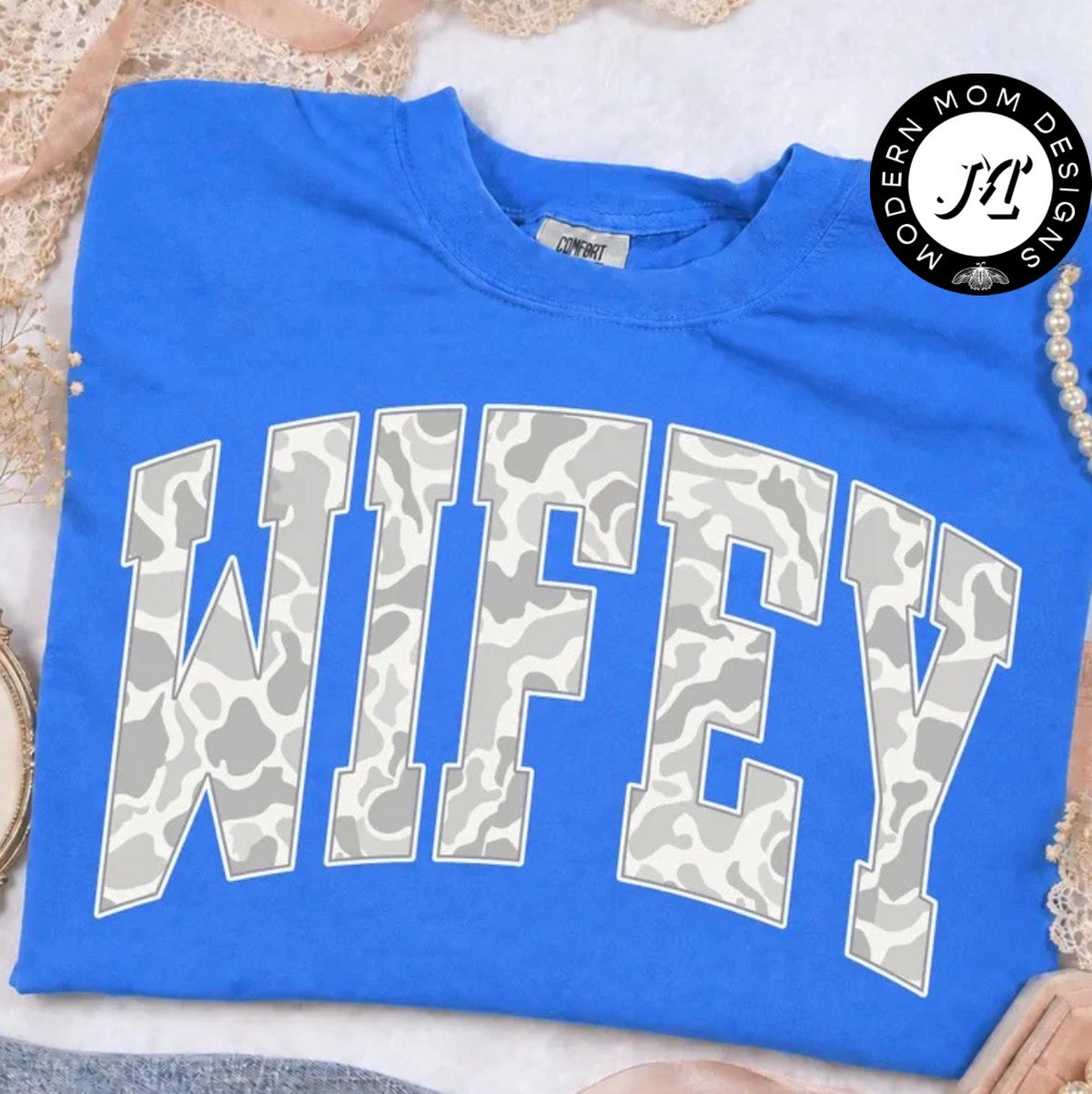 Wifey grey duck camo (tee shirt, crewneck or hoodie)