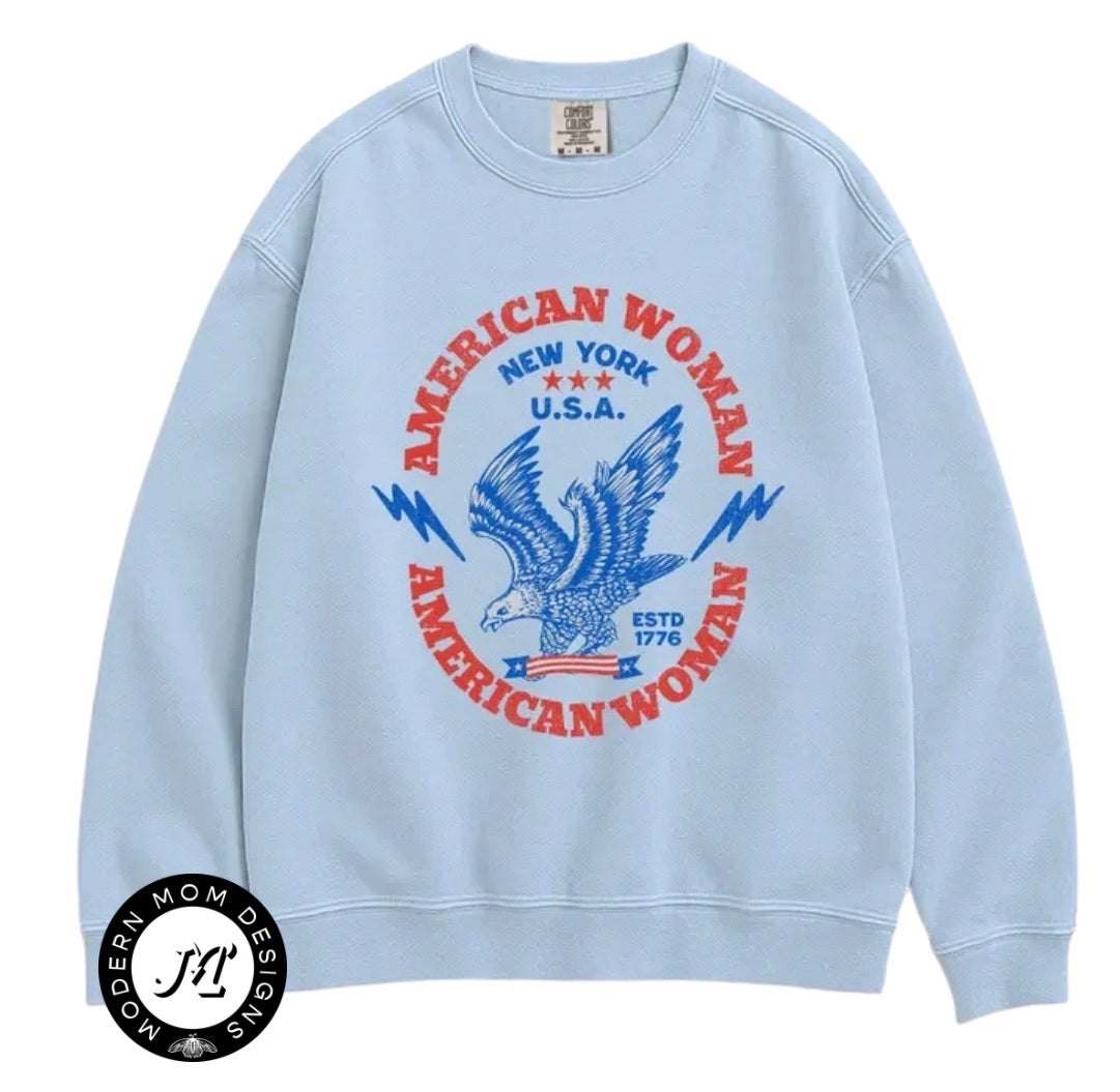 American Woman (comfort colors tee & crewneck)