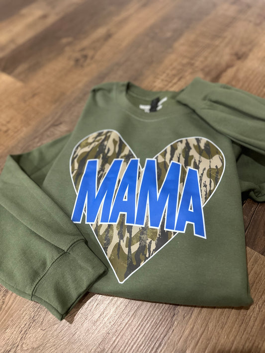 Mama camo heart crewneck