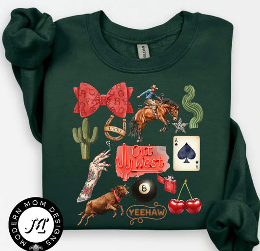 Lucky western collage  (tee, crewneck or hoodie)