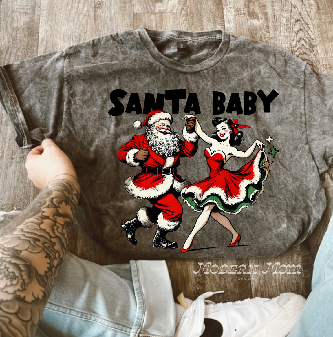 santa baby acid wash tee