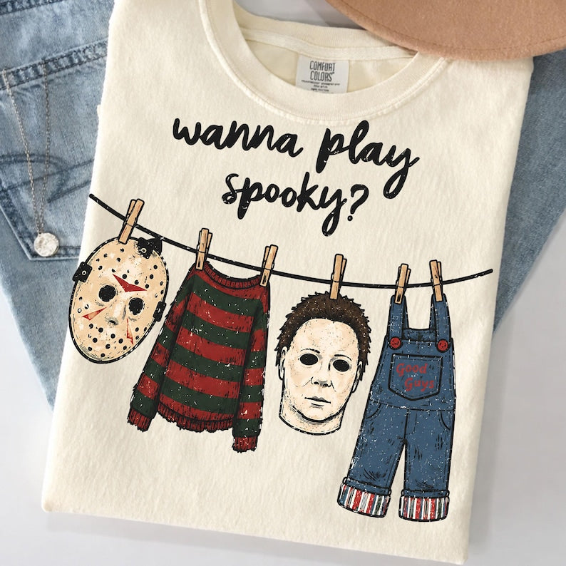Wanna play spooky? (tee shirt, crewneck or hoodie)