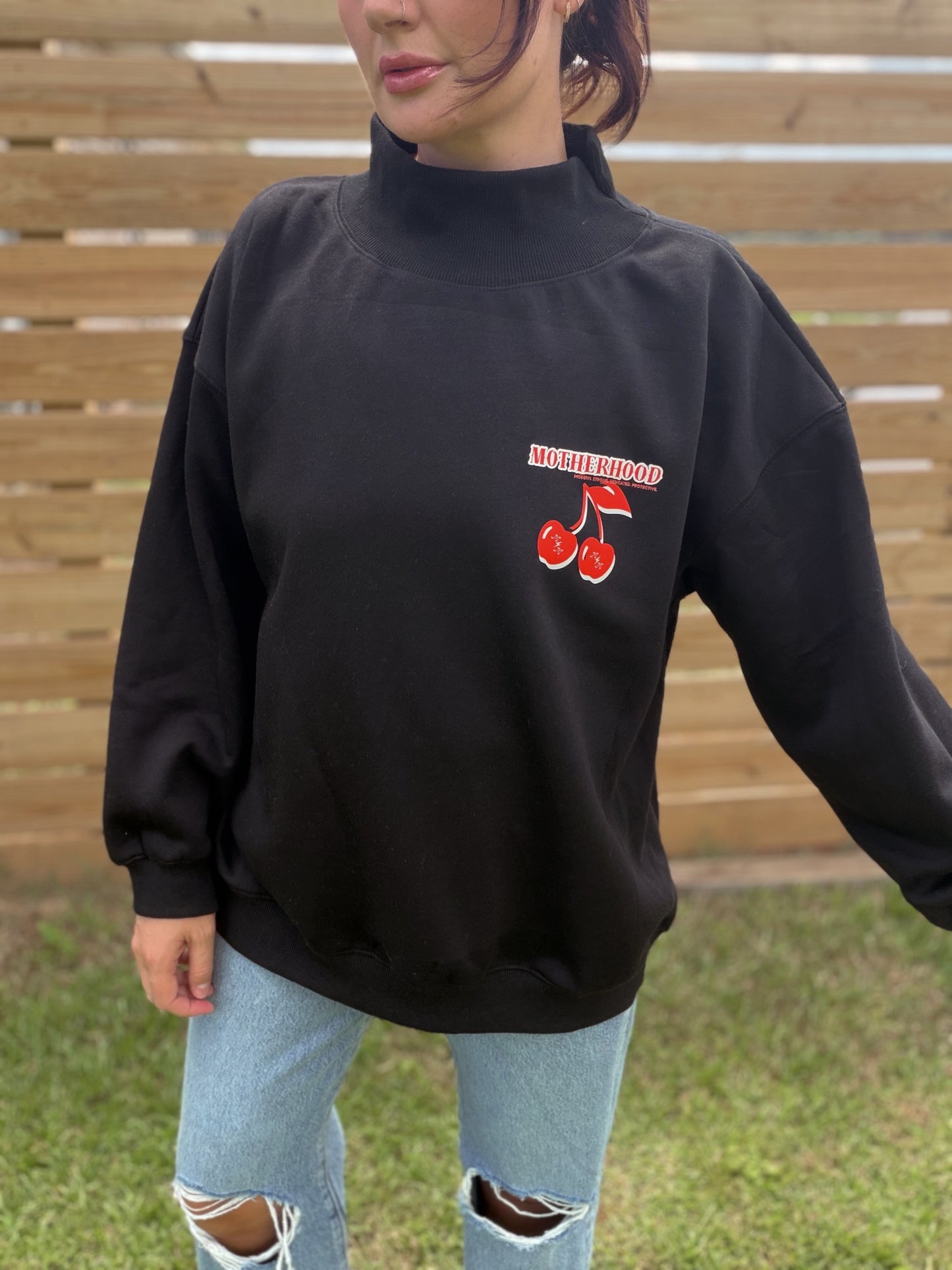 Motherhood mock neck crewneck