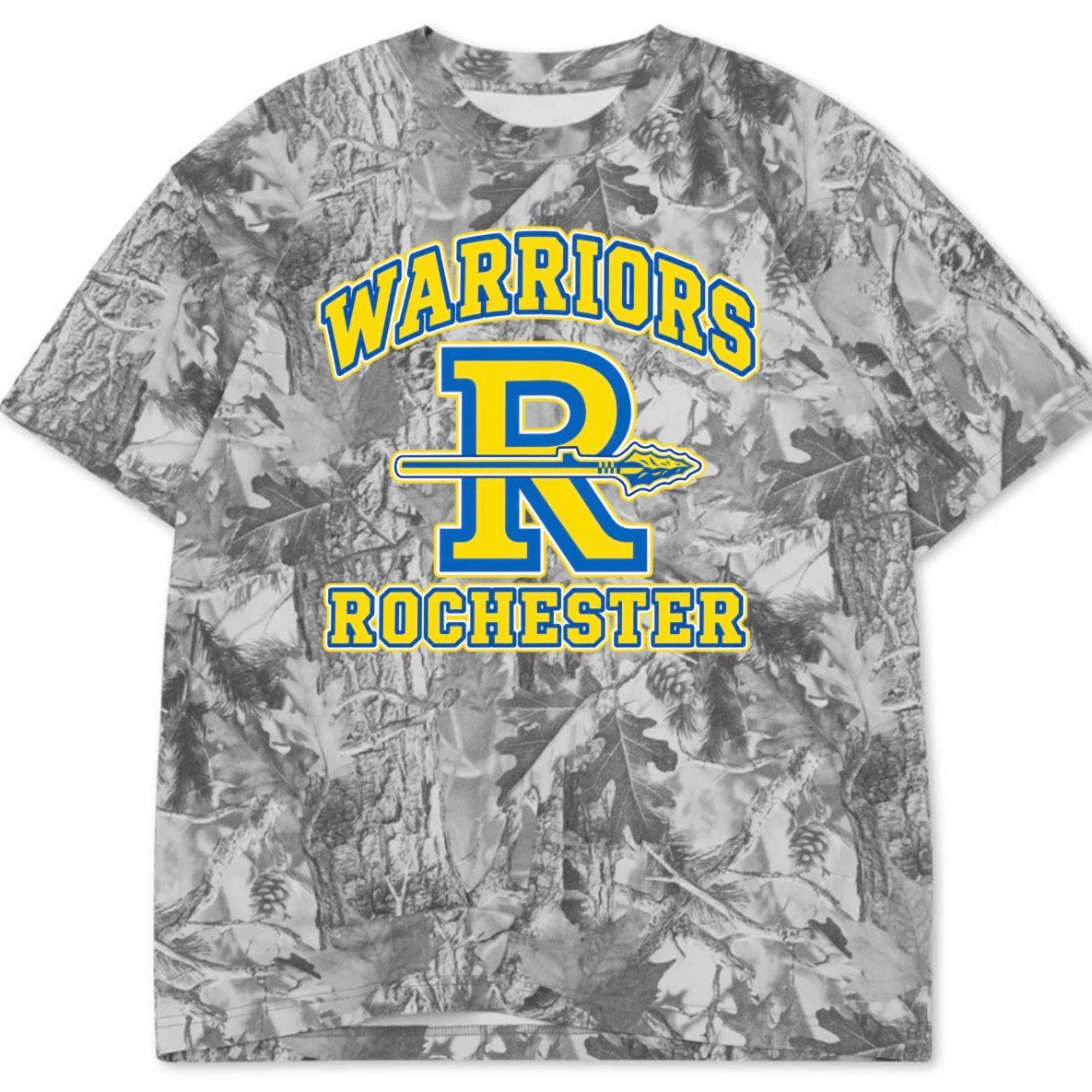 Rochester Warriors boxy premium grey camo tee (youth XS-Adult 4XL)