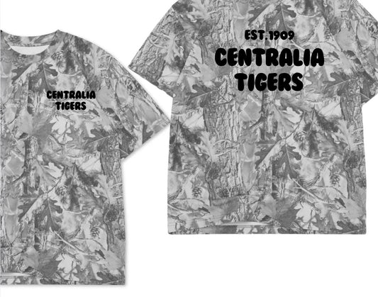 Centralia Tigers grey camo premium boxy oversized fit tee shirt