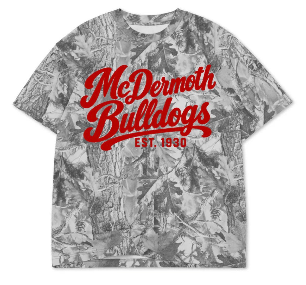 Mcdermoth Bulldogs premium grey camo tee (youth XS-Adult 4XL)