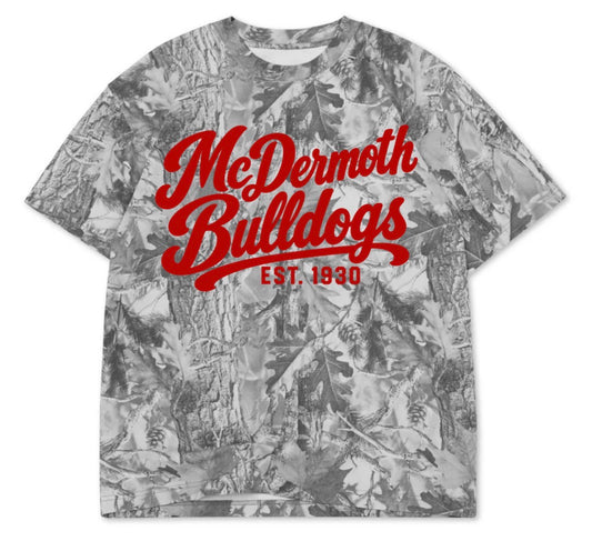 McDermoth Bulldogs grey camo premium boxy oversized fit tee shirt