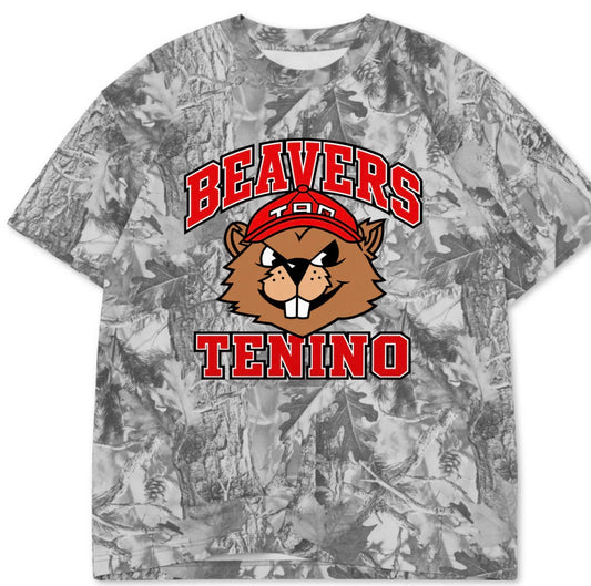 Tenino Beavers boxy premium grey camo tee (youth XS-Adult 4XL)