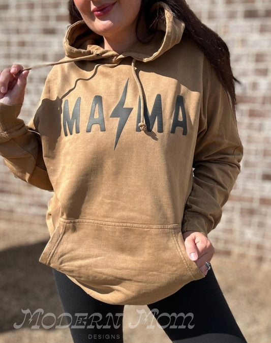 Carmel vintage acid wash MAMA bolt (3D print) hoodie