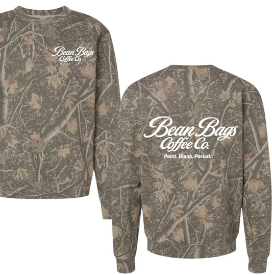 Bean bags Coffee Co. deadwood camo crewneck Point. Blank. Period. Design