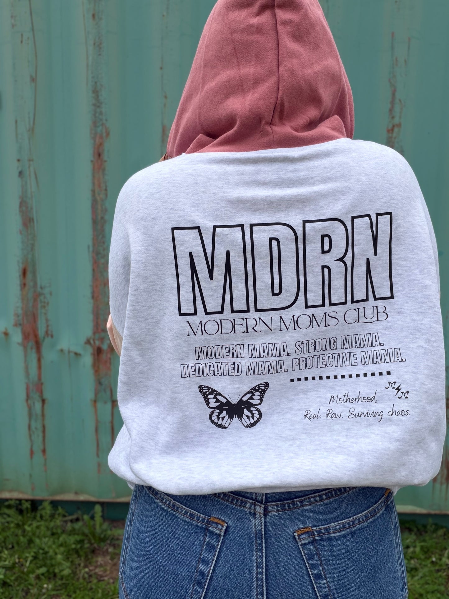 MDRN pink boxy cropped hoodie