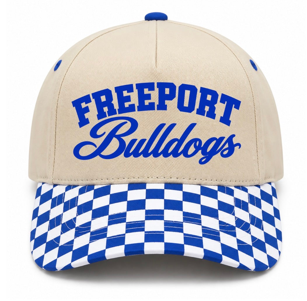 Freeport Bulldogs checkered hat (screen print)
