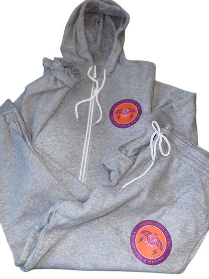 Motherhood & Mayhem re-brand zip up Heather grey