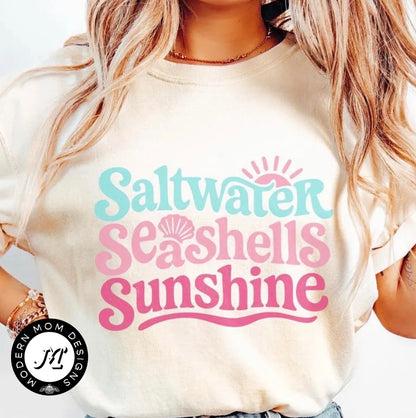 Saltwater. Seashells. Sunshine. (tank top, tee shirt, crewneck or hoodie)