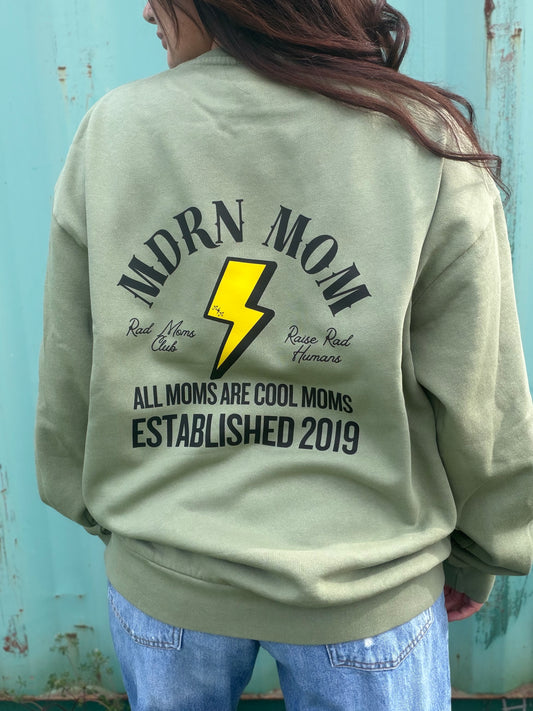 MDRN all moms are cool moms full length green crewneck