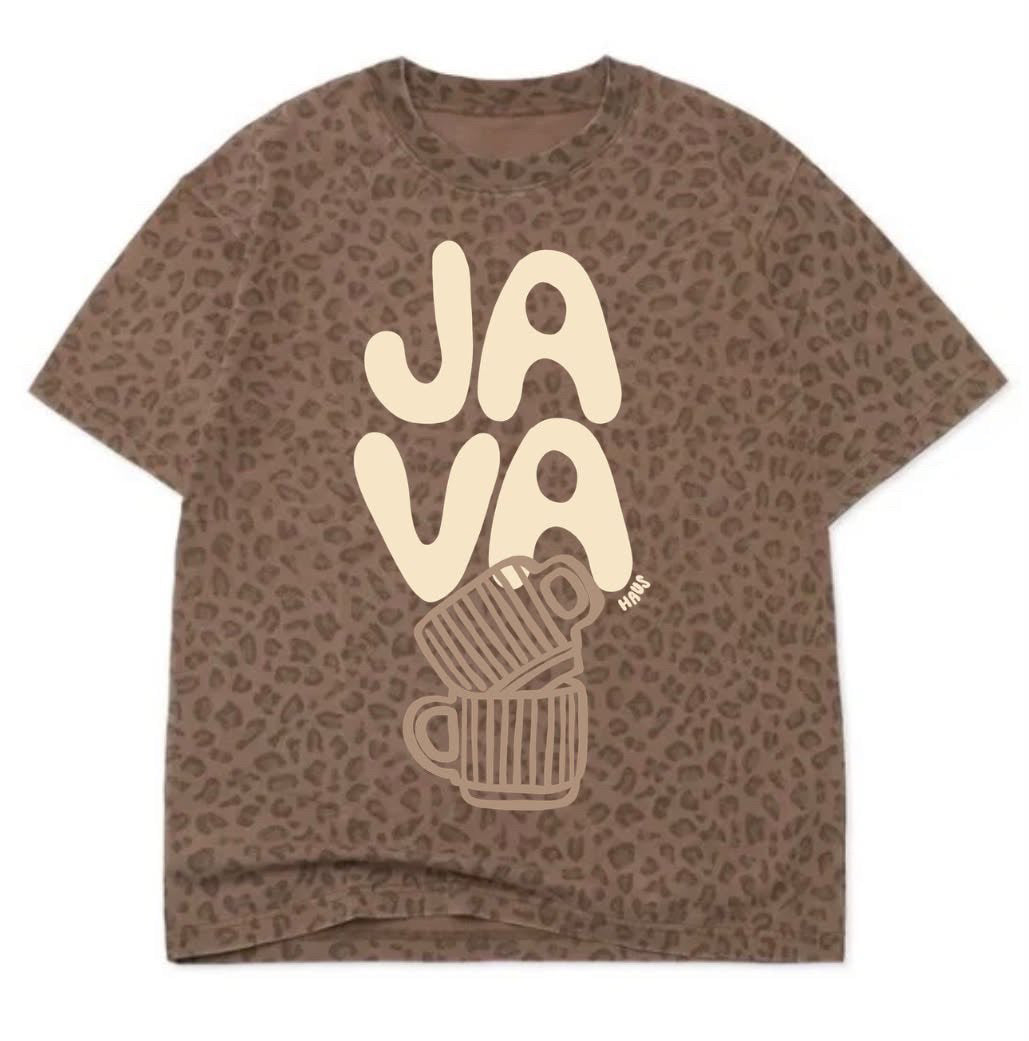 Java Haus cafe leopard tees