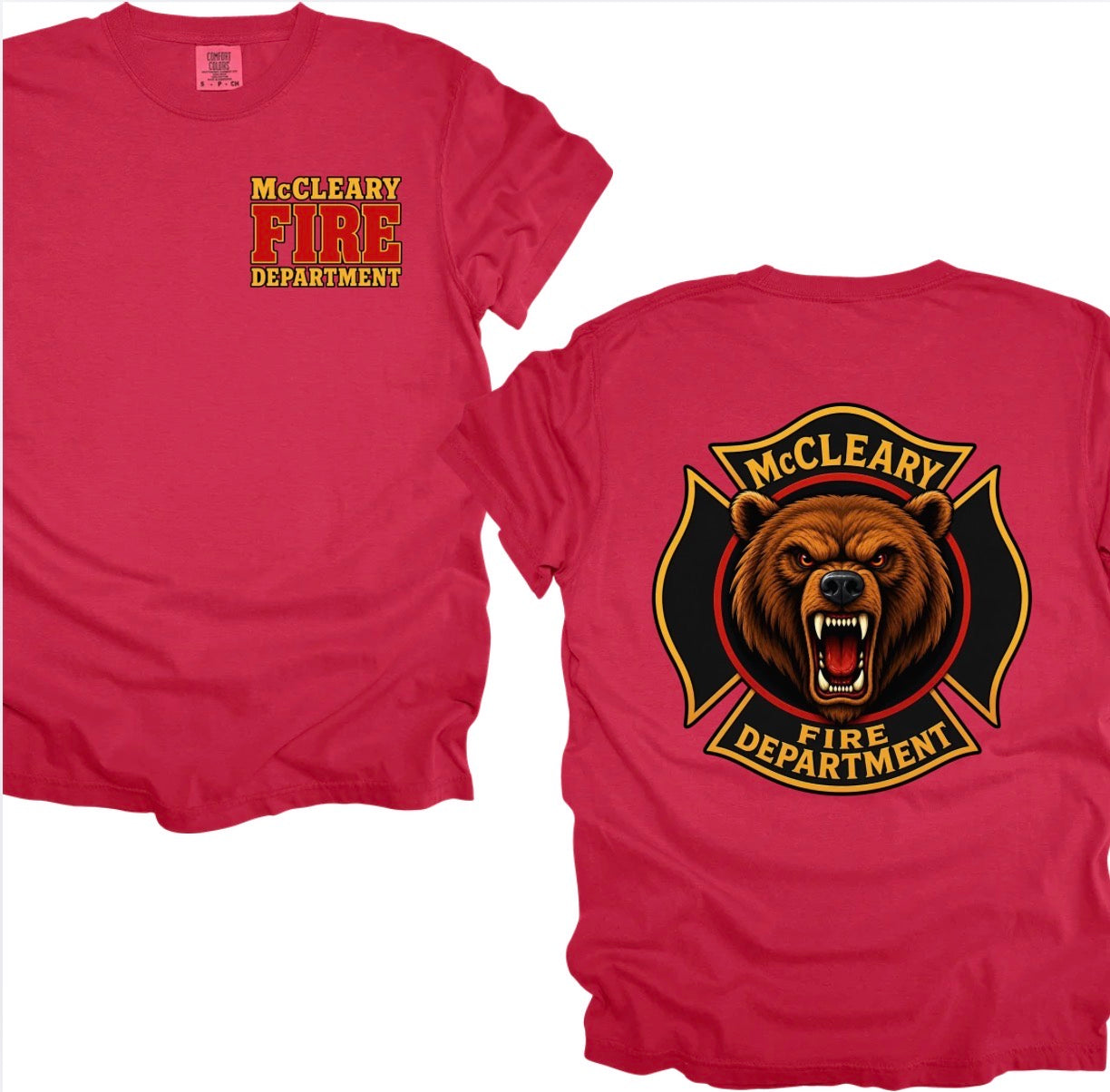 McCleary Fire Dept. red tee shirt (Unisex 100% cotton)