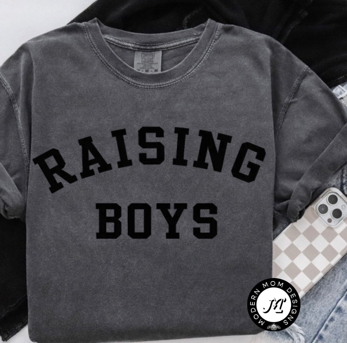 Raising boys (tee, crewneck or hoodie)