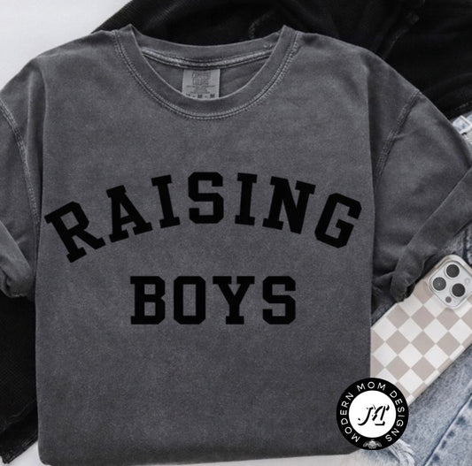 Raising boys (tee, crewneck or hoodie)