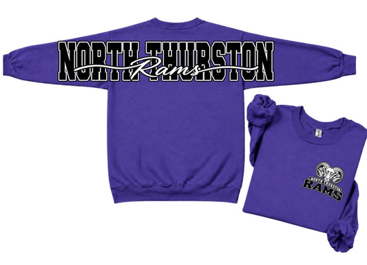 North Thurston Rams crewneck with big back print