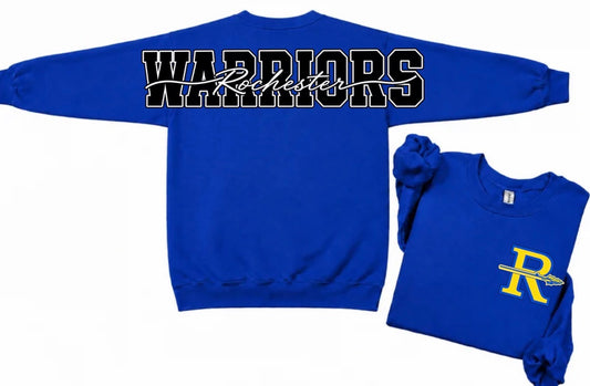 Rochester Warriors crewneck with big back print
