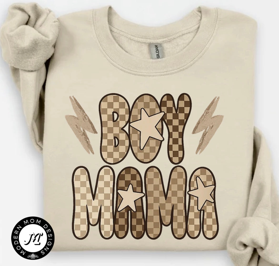 Boy mama neutral (tee, crewneck or hoodie)
