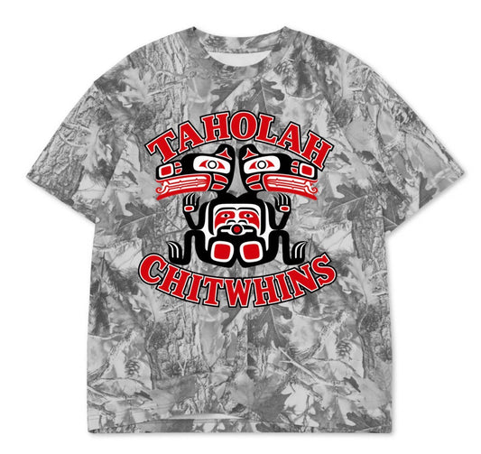 Taholah Chitwins boxy premium grey camo tee (youth XS-Adult 3XL)