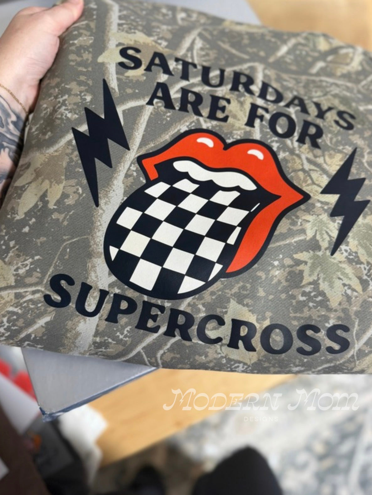 Saturdays are for supercross deadwood camo hoodie (youth & adult-no drawstrings)