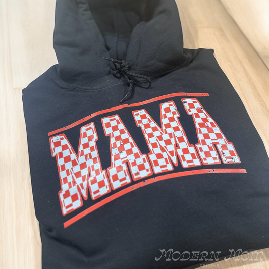 Mama red checks hoodie