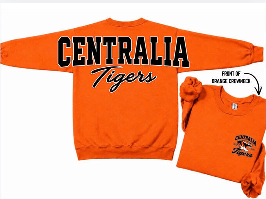 Centrailia Tigers (orange) crewneck with big back print