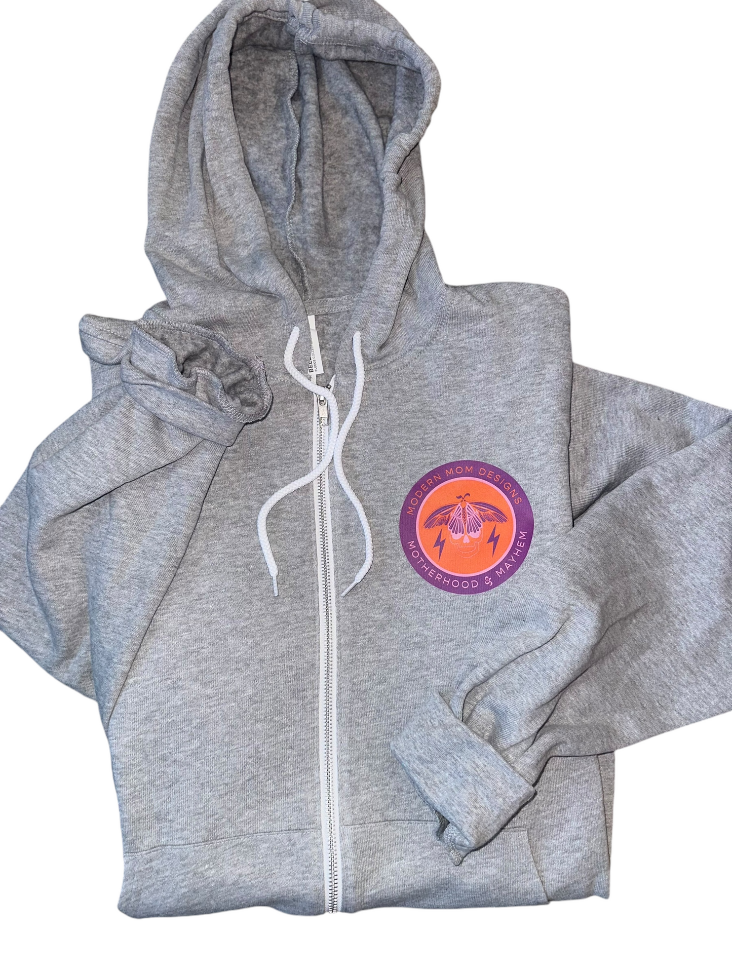 Motherhood & Mayhem re-brand zip up Heather grey