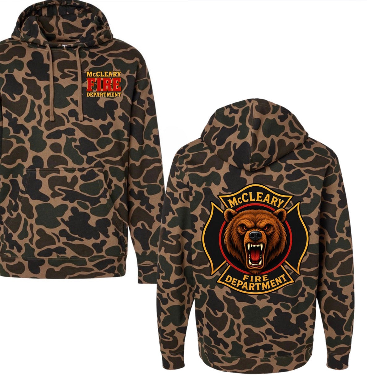 McCleary Fire Dept. duck camo hoodie (youth & adult)