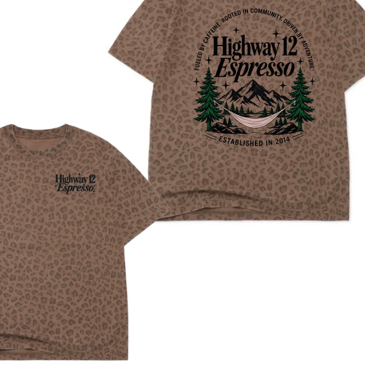Highway 12 espresso leopard tee