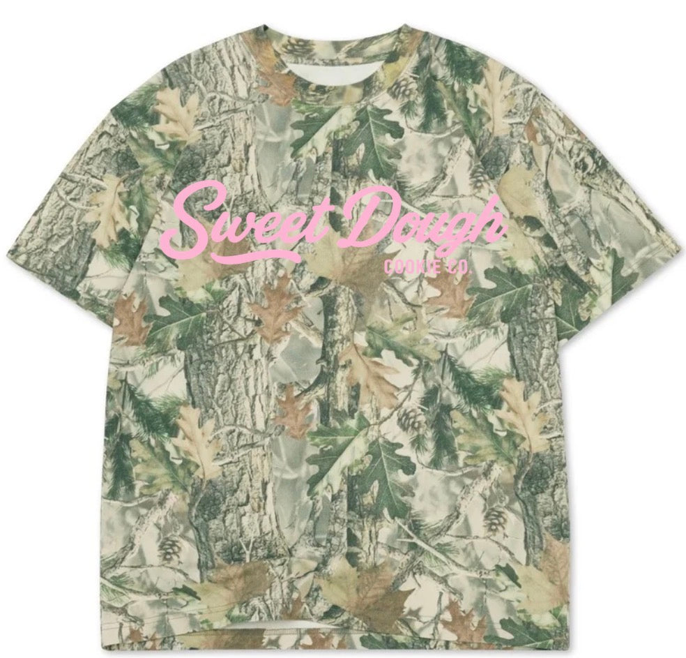Sweet dough cookie co. Camo lux tees w/pink puff print