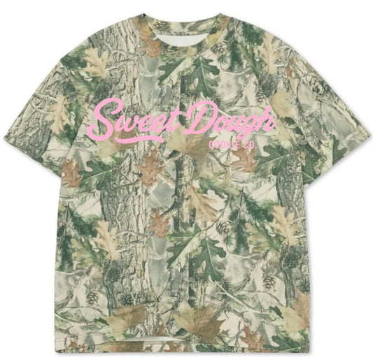 Sweet dough cookie co. Camo lux tees w/pink puff print