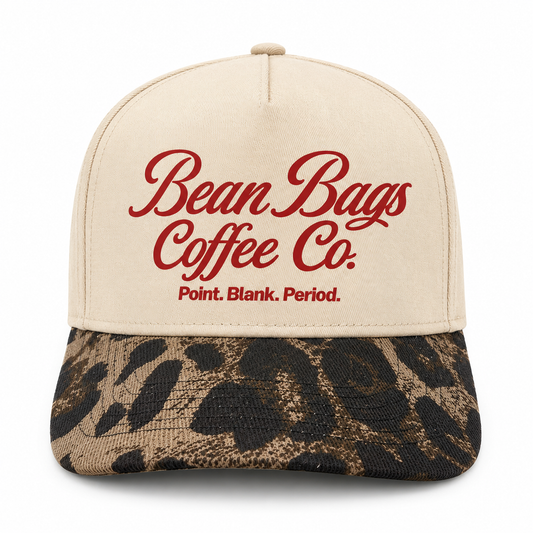 Bean Bags Coffee Co. Point. Blank. Period. Red print