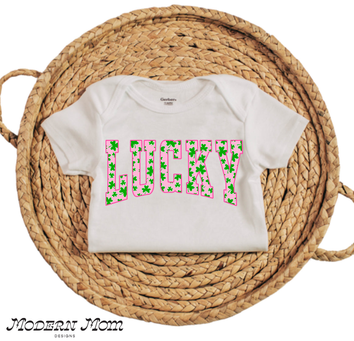 Lucky pink clovers onesie