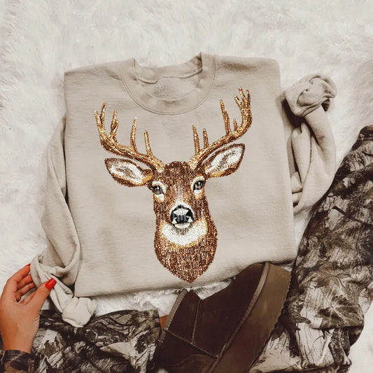 Faux rhinestone buck (tee shirt, crewneck or hoodie)