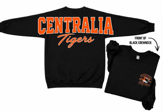 Centrailia Tigers (black) crewneck with big back print