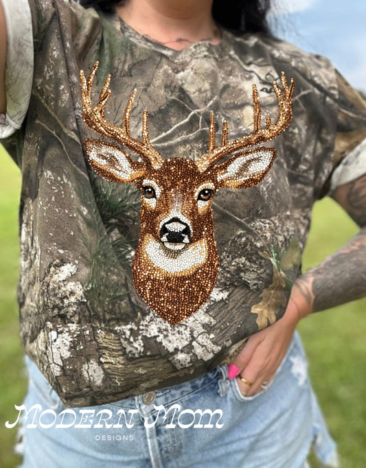 Faux glitter buck REALTREE camo (short or long sleeve)