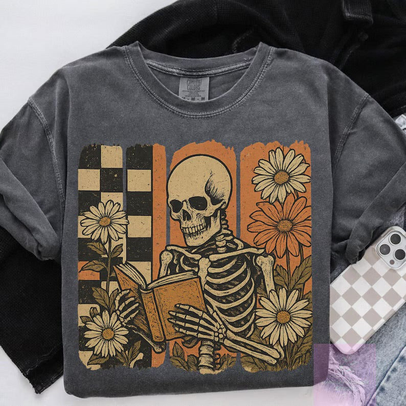 Skelly reading (tee shirt, crewneck or hoodie)