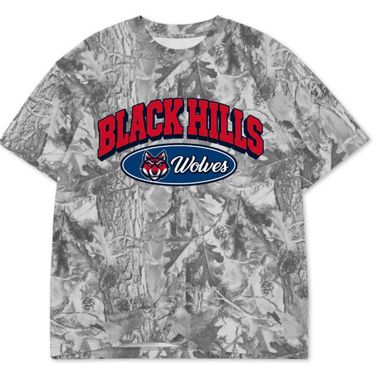 Black Hills Wolves grey camo premium boxy oversized fit tee shirt (youth-Adult)