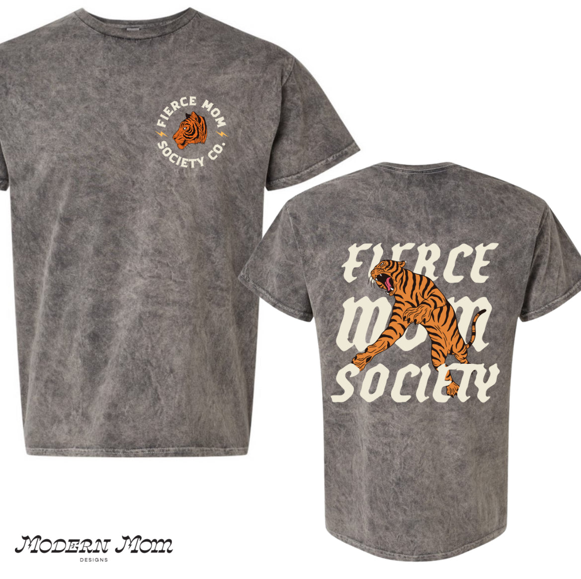 Fierce mom society acid wash tee