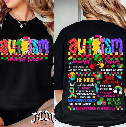 Autism world tour full color(tee, crewneck, or hoodie)