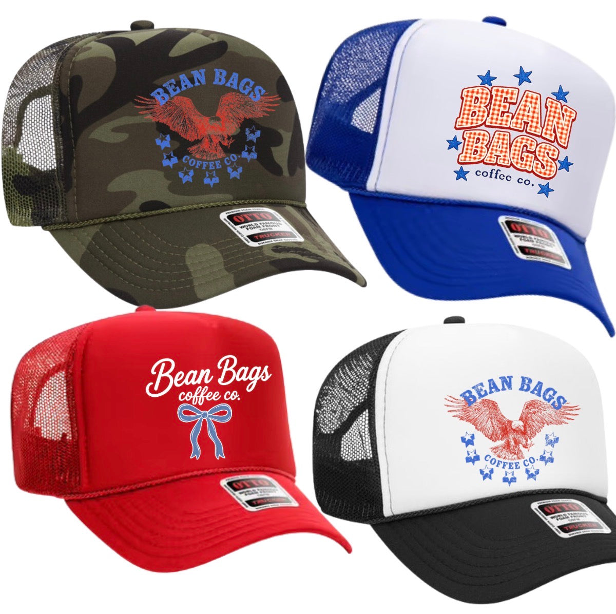 Bean Bags coffee co. Foam truckers w/Americana EXCLUSIVE